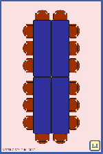 Conference style set up in lecture hall (16-20 chairs)